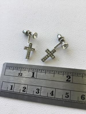 Beautiful silver tone cross earrings
