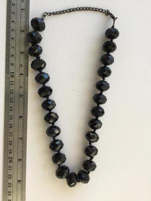 Black glass type beaded statement collar necklace