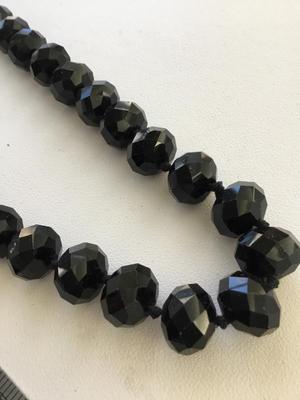 Black glass type beaded statement collar necklace