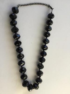 Black glass type beaded statement collar necklace