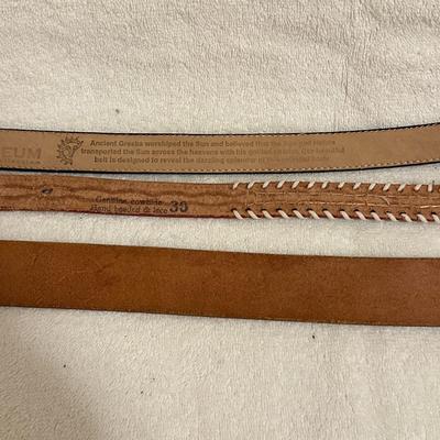 3 Mens Belts, Leather, Western, Beaded, Size 30 (B1)