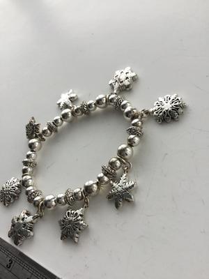 Snowflake charm stretchy beaded bracelet
