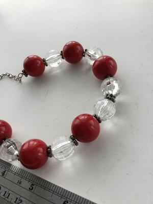 Red and clear beaded choker necklace