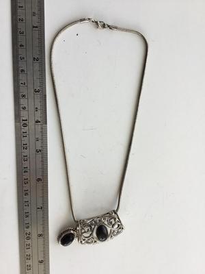 Beautiful silver tone fashion necklace with scarf jewelry