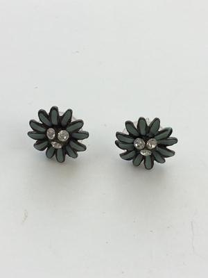 Unmarked light blue flower stud earrings