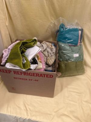 Box & Bag Full of Rags! Small Washcloths and Towels