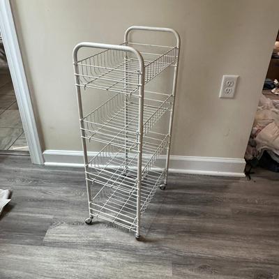 TWO Rolling Metal Rack with 4 Shelves/3 Shelves, Large and Small