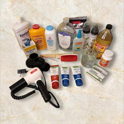 Assorted Bathroom Personal Care Items & Blow Dryer (tested/works)