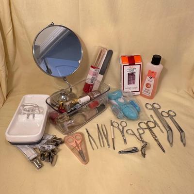 Nails Assorted Lot with Magnifying Mirror, Scissors, Polish, Tweezers++