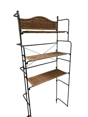 Over the Commode Wicker and Metal Shelf
