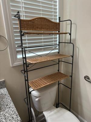 Over the Commode Wicker and Metal Shelf