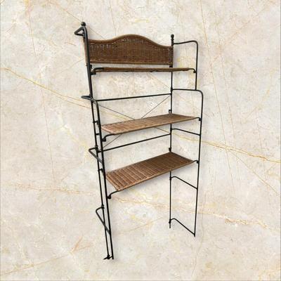 Over the Commode Wicker and Metal Shelf
