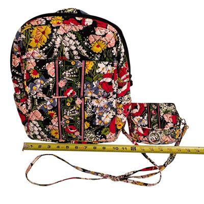 Two Matching Vera Bradley Pieces Backpack and Small Crossbody Clutch Bag