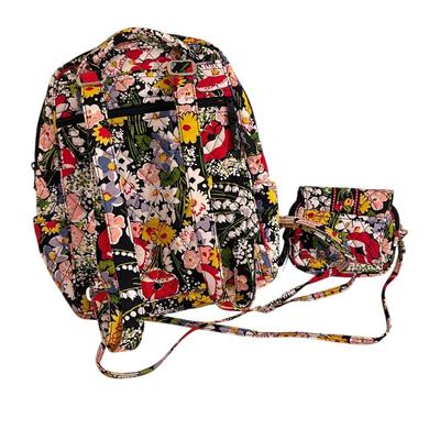 Two Matching Vera Bradley Pieces Backpack and Small Crossbody Clutch Bag