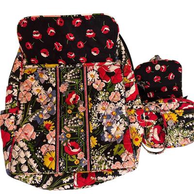 Two Matching Vera Bradley Pieces Backpack and Small Crossbody Clutch Bag