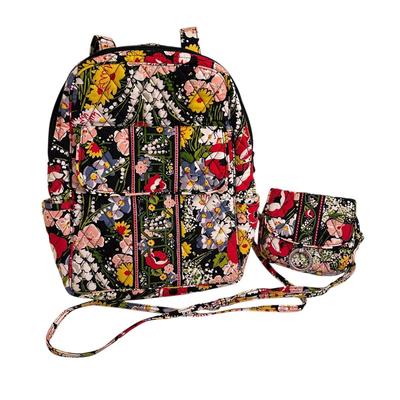 Two Matching Vera Bradley Pieces Backpack and Small Crossbody Clutch Bag
