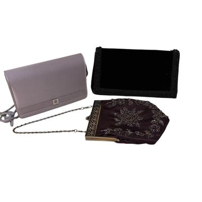 Three Dress Up Clutch and Carry Handbags