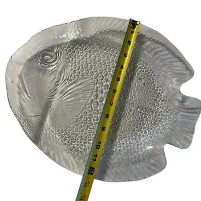 4 Glass Fish Platters/Plates 15" Long