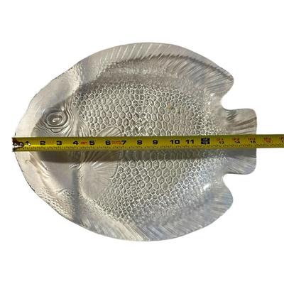 4 Glass Fish Platters/Plates 15" Long