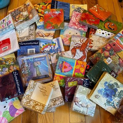Bag of 35 Unopened Napkin Packages, Seasonal, Birthday, Etc.