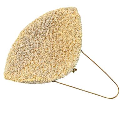 La Regale Beautiful White Beaded Evening Bridal Clutch with Chain