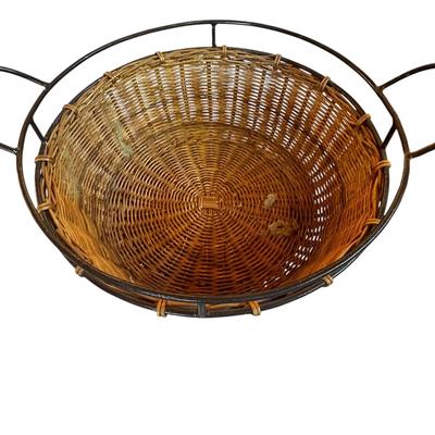 Lot of 4 Baskets, 1 is a Fish, one with Wood Bottom