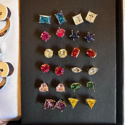 Earring Box Chock Full of Colorful Studs & Dangling Earrings