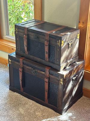 Two Vintage Style Decorative Storage Trunks