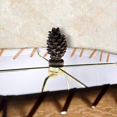 Rustic Pinecone and Log Style Base Lamp with a Leather Look Laced Shade Choice #2