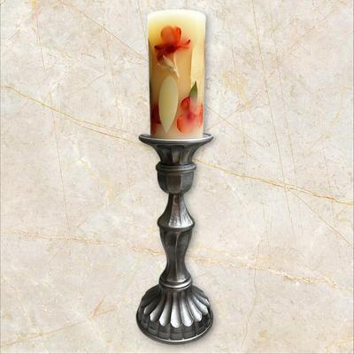 Silver Candle Holder with Candle from Pottery Barn