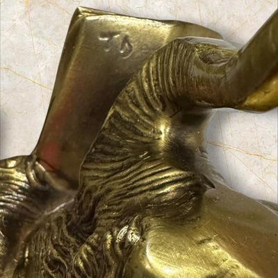 Heavy Brass Elephant Reading Newspaper Decor