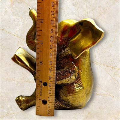Heavy Brass Elephant Reading Newspaper Decor