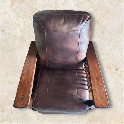 Mission Style Full Reclining Recliner Chair with Wood Arms