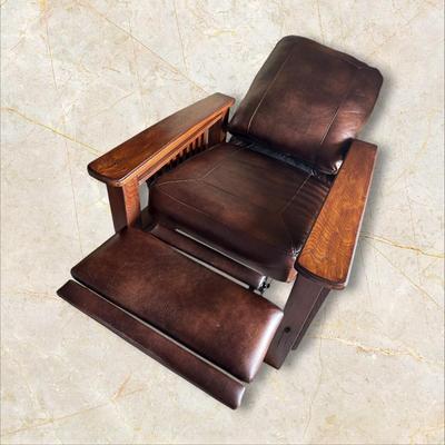 Mission Style Full Reclining Recliner Chair with Wood Arms