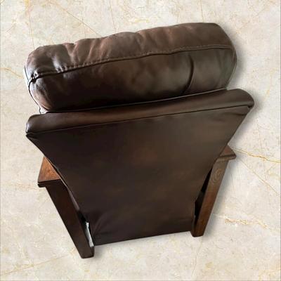 Mission Style Full Reclining Recliner Chair with Wood Arms