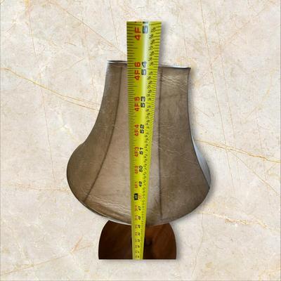 Tall Wooden Lamp with Round Table & Shade