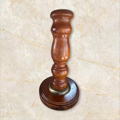 Tall Wooden Lamp with Round Table & Shade