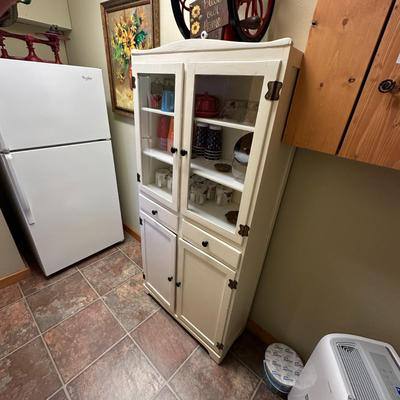 White Kitchen Cupboard Cabinet (contents not included)