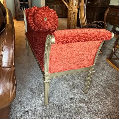 Fabric Covered Bench with Arms