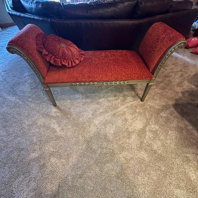 Fabric Covered Bench with Arms