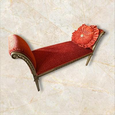 Fabric Covered Bench with Arms