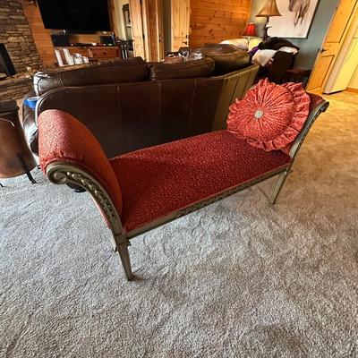 Fabric Covered Bench with Arms