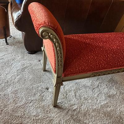 Fabric Covered Bench with Arms