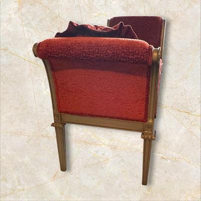 Fabric Covered Bench with Arms