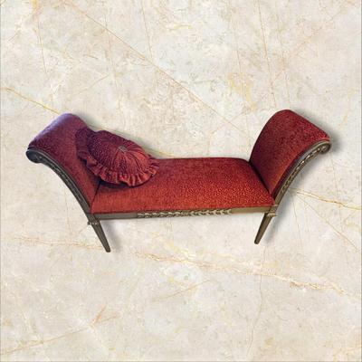 Fabric Covered Bench with Arms