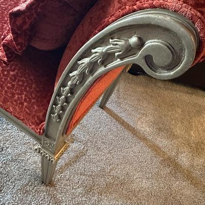 Fabric Covered Bench with Arms
