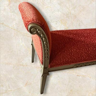 Fabric Covered Bench with Arms