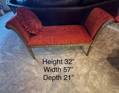 Fabric Covered Bench with Arms