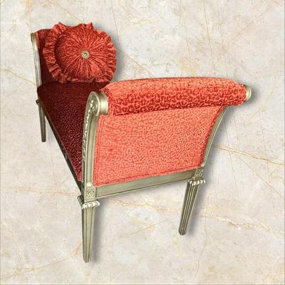 Fabric Covered Bench with Arms