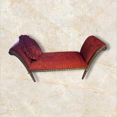 Fabric Covered Bench with Arms